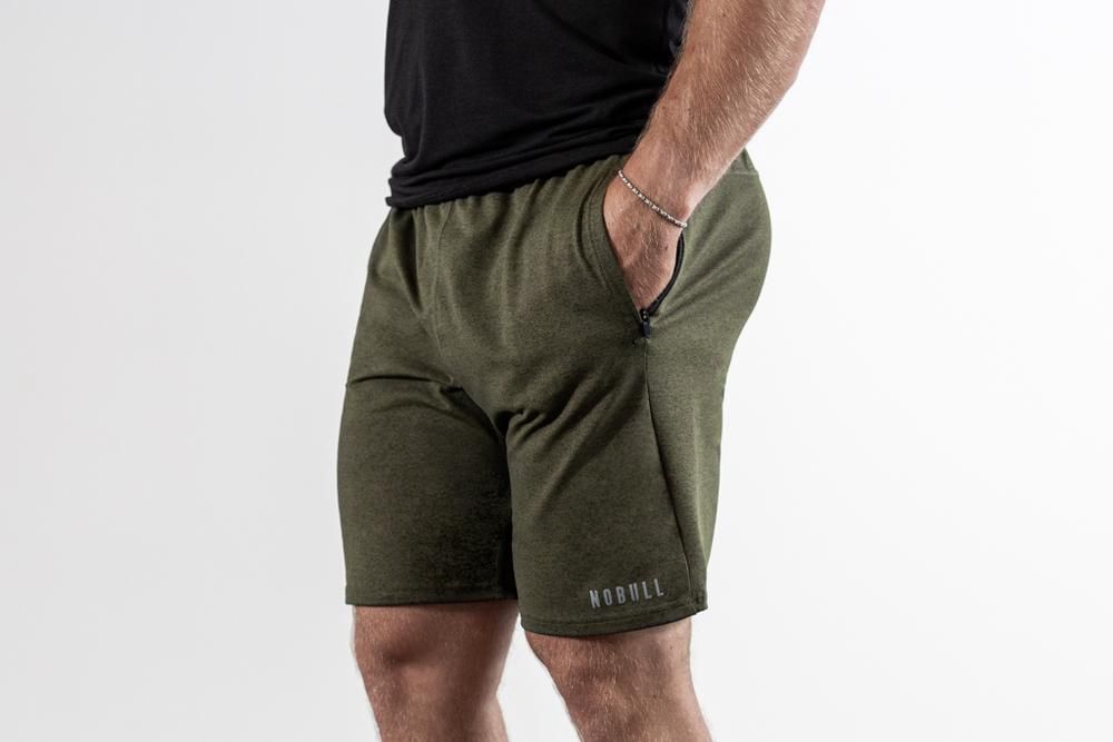 NOBULL Men's Knit 8.5" Shorts - Olive Heather - Ireland (0538YPOJB)